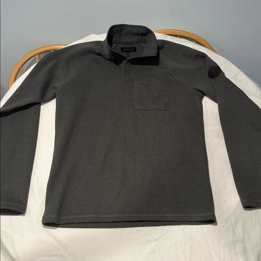 Brothers & Sons Quilted Pullover Gray Quarter Snap Sweatshirt Men’s Medium - Picture 1 of 7